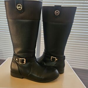 Michael Kors Black Leather Boots with Buckle
